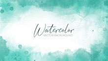 Abstract Background With A Teal Coloured Detailed Watercolour Texture Design