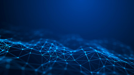 Wall Mural - data exchange. 3d mesh with connecting points and lines. abstract technology background. 3d renderin