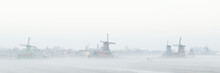 Zaanse Schans Windmills In The Mist Netherlands Holland
