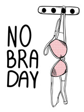 World no bra day. Vector illustration. October 13. Line art