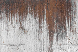 Fototapeta Desenie - White paint abstract pattern on the surface of an old rusty metallic texture steel background rust brown