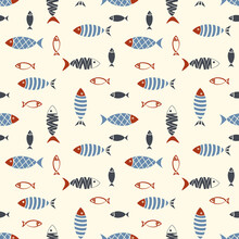Abstract Fish Textile Seamless Pattern