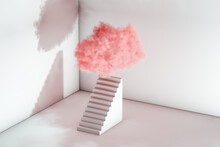 Pink Cloud Over Some Stairs