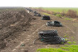 agricultural underground irrigation tubing coil in field