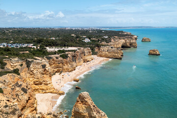 Wall Mural - Algarve Algar de Benagil cave drone view Portugal 