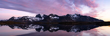 Gimsoya Lake And Mountains Sunset Lofoten Islands