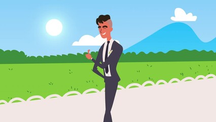 Poster - elegant marrried man character animation