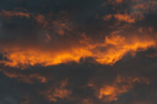 Dramatic Sunset Cloud Closeup In The Sky