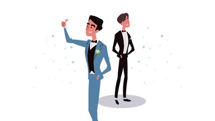 Wall Mural - elegant marrried men characters animation