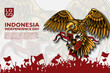 Indonesia independence day template background with Garuda art animation and euphoria people
