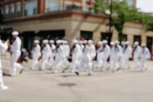 Blurry US Navy Troop On Parade