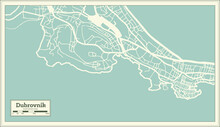 Dubrovnik Croatia City Map In Retro Style. Outline Map.