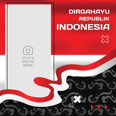 Wall Mural - Twibbon indonesia independence day template design for social media