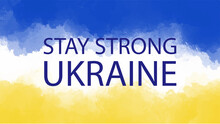 Support Ukraine sign. Sticker with colors of Ukrainian flag. War in Ukraine concept. Vector illustration