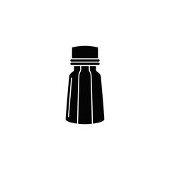 Sticker - Pepper mill, pepper shakers, salt shakers icon in black flat glyph, filled style isolated on white background