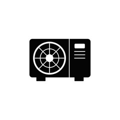 Sticker - Ac outdoor unit icon in black flat glyph, filled style isolated on white background