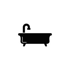 Poster - bathtub and shower tub icon in black flat glyph, filled style isolated on white background