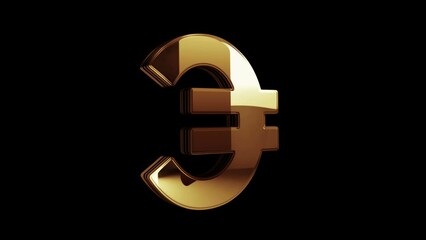 Wall Mural - Euro stablecoin currency business and digital money golden metal shine rotating symbol concept. Glowing and reflection light icon abstract. Seamless and looped rotate 3d animation.