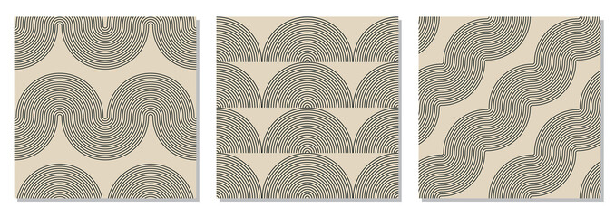 set of minimalist seamless pattern with abstract creative geometric composition