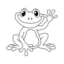 Cute Frog Cartoon Coloring Page Illustration Vector. For Kids Coloring Book.