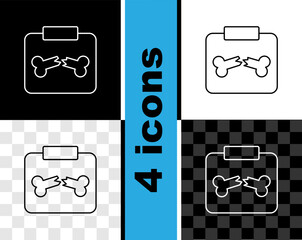 Poster - Set line X-ray shots with broken bone icon isolated on black and white, transparent background. Vector