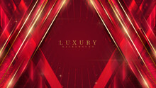 Red Luxury Background With Glitter Light Effect And Bokeh Decoration And Gold Line Elements.