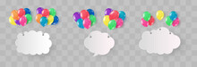 Birthday Colorful Balloons, Set Of Party Design, Isolated On Png Background. Festive Helium Balloons Flying For Party, Vector Template For Anniversary, Birthday Design. Vector Celebration Banner.