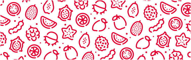 Sticker - Tropical fruits icon pattern background wide banner