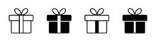 Present Gift Box Icon. Vector Isolated Elements. Christmas Gift Icon Illustration Vector Symbol. Surprise Present Linear Design. Stock Vector