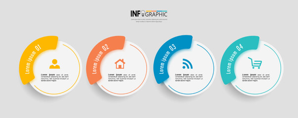 Fototapete - Circle infographic elements with 4 steps	
