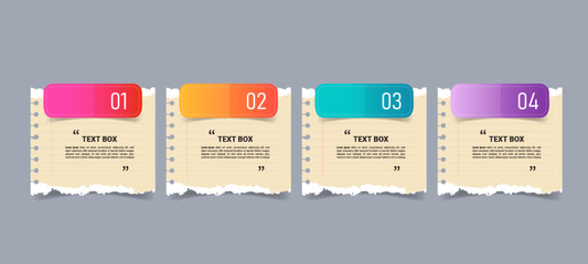 Poster - Text box design with notepapers infographic
