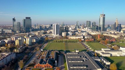 Poster - Drone 4k video of Warsaw Water Filters in Warsaw, Poland