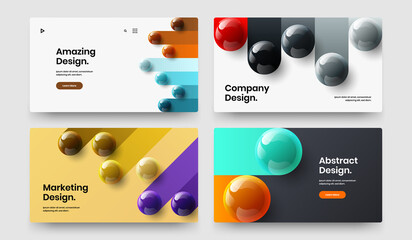 Wall Mural - Vivid website vector design illustration composition. Amazing 3D balls corporate brochure layout set.
