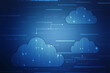 © Greentech - 2d illustration of Cloud computing, Digital Cloud computing Concept background. Cyber technology, internet data storage, database and data server concept