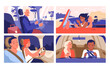 © Natalia - Set of different people and couples driving car. Personal transportation, work vehicle commuting, convertible auto, spending time with friends, family road trip vector illustration