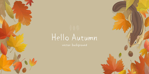 Wall Mural - Vector illustration of autumn banner background with copy space. Fall landscape concept.