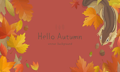 Wall Mural - Vector illustration of autumn banner background with copy space. Fall landscape concept.