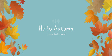 Wall Mural - Vector illustration of autumn banner background with copy space. Fall landscape concept.