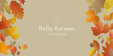 Wall Mural - Vector illustration of autumn banner background with copy space. Fall landscape concept.