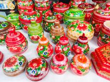 Russian Folk Crafts - Painted Wooden Jars And Caskets