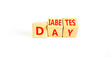 © Dzmitry - Diabetes day symbol. Concept words Diabetes day on wooden cubes. Beautiful white table white background. Medical and Diabetes day concept. Copy space.