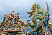 Chinese Dragon Statue In Temple