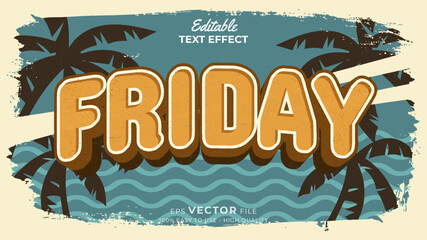 Editable text style effect - retro summer text in grunge style theme