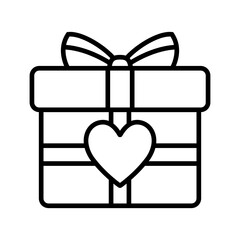 Wall Mural - Present gift box with heart icon. Vector isolated element. Christmas gift icon illustration vector symbol. Surprise present design. Stock vector.