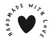 © Elsa - Hand Made with Love by inscription lettering quote. Made with Love calligraphy. Made with Love card. Vector illustration