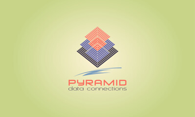 Wall Mural - abstract pyramid concept design data connections logo