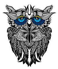 Poster - Owl logo, owl line art. Creative Owl Icon Vector Logo Tattoo Template