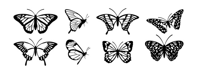 Poster - butterfly icon set design template vector isolated illustration