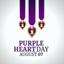 Vector Graphic Of Purple Heart Day Good For Purple Heart Day  Celebration. Flat Design. Flyer Design.flat Illustration.