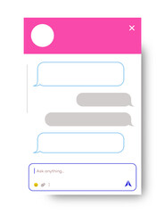 Wall Mural - Chat window for website and mobile app isolated on background. Social communication chatting, chat bot. Group text messaging app. Vector 10 eps